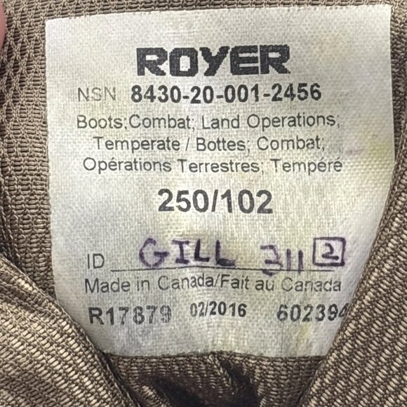 Canadian Forces Army Temperate Combat Boots 250-102 Royer Womens Size 8.5US - Picture 10 of 10